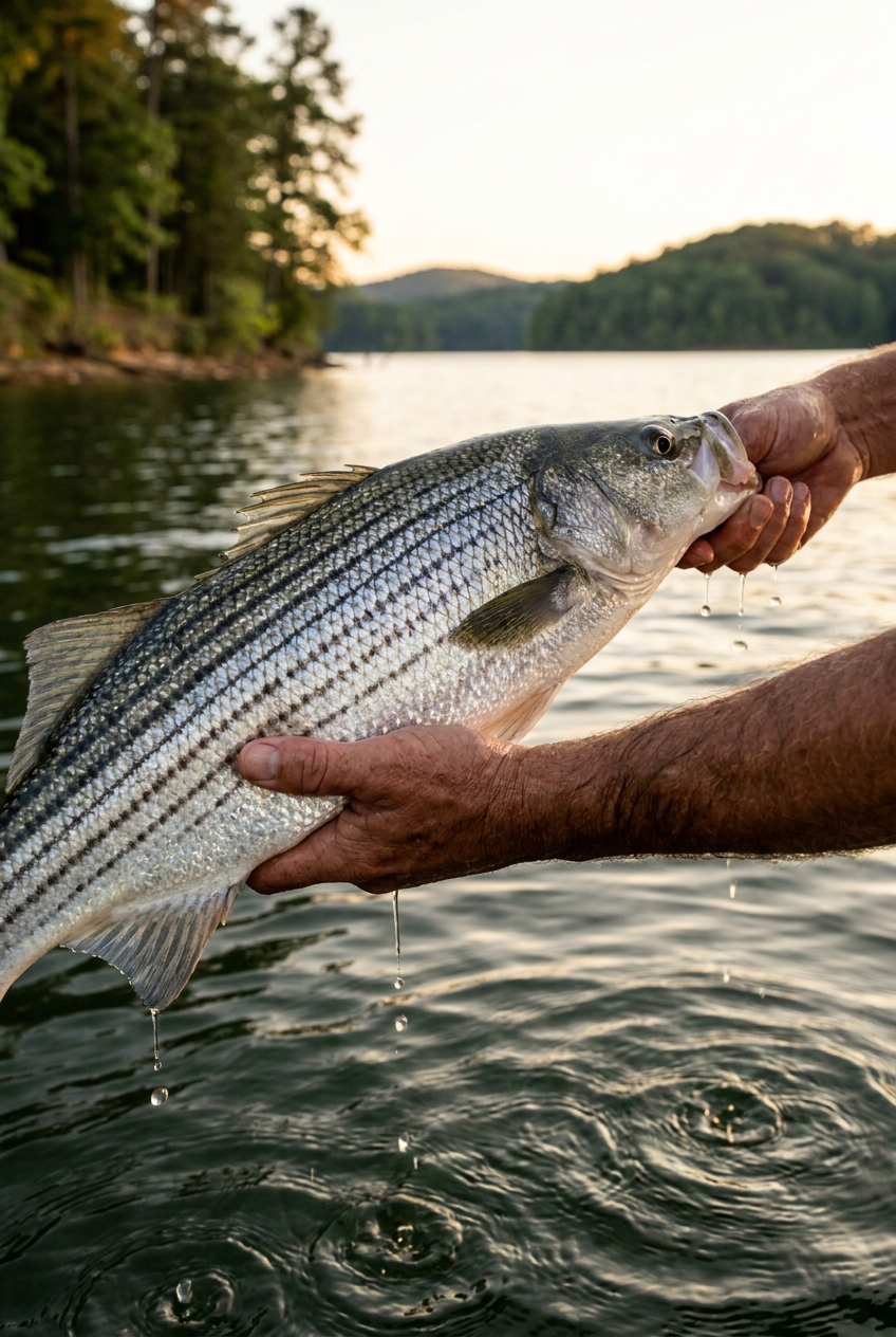 Striped Bass fishing on Smith Lake, Alabama