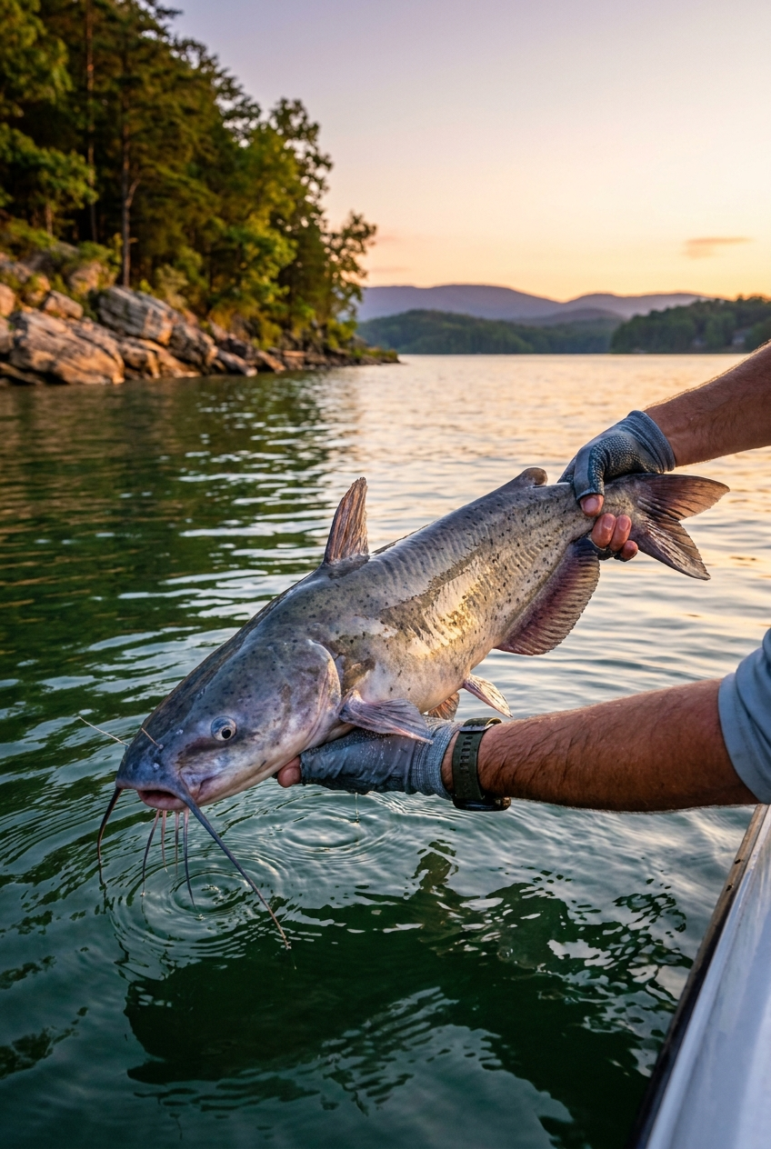 Channel Catfish fishing on Smith Mountain Lake, Virginia