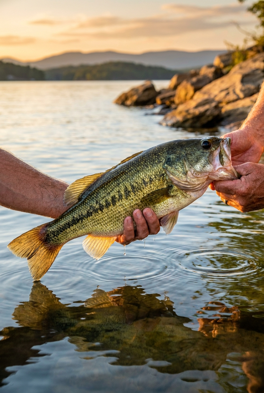 Largemouth Bass fishing on Smith Mountain Lake, Virginia