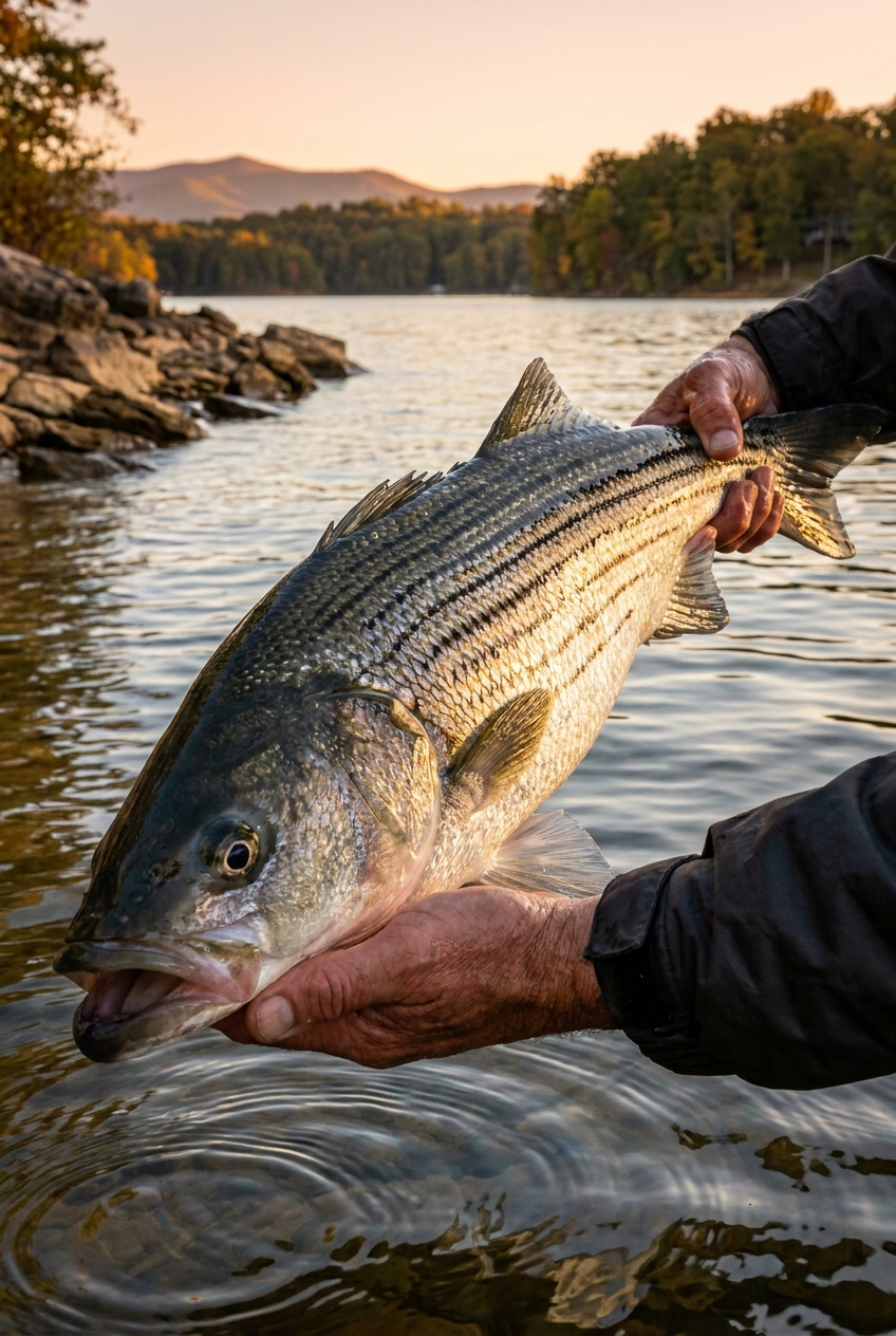 Striped Bass fishing on Smith Mountain Lake, Virginia