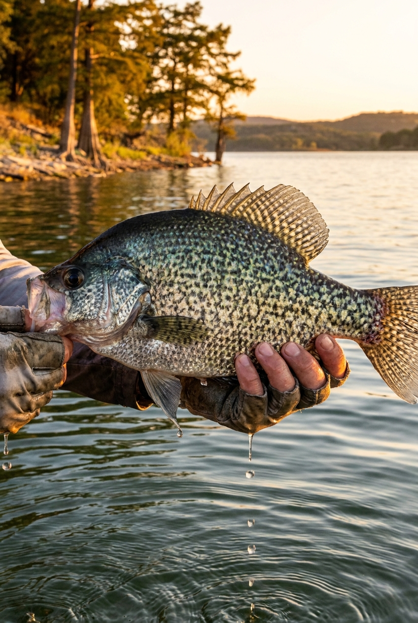 Crappie fishing on Stillhouse Hollow Lake, Texas