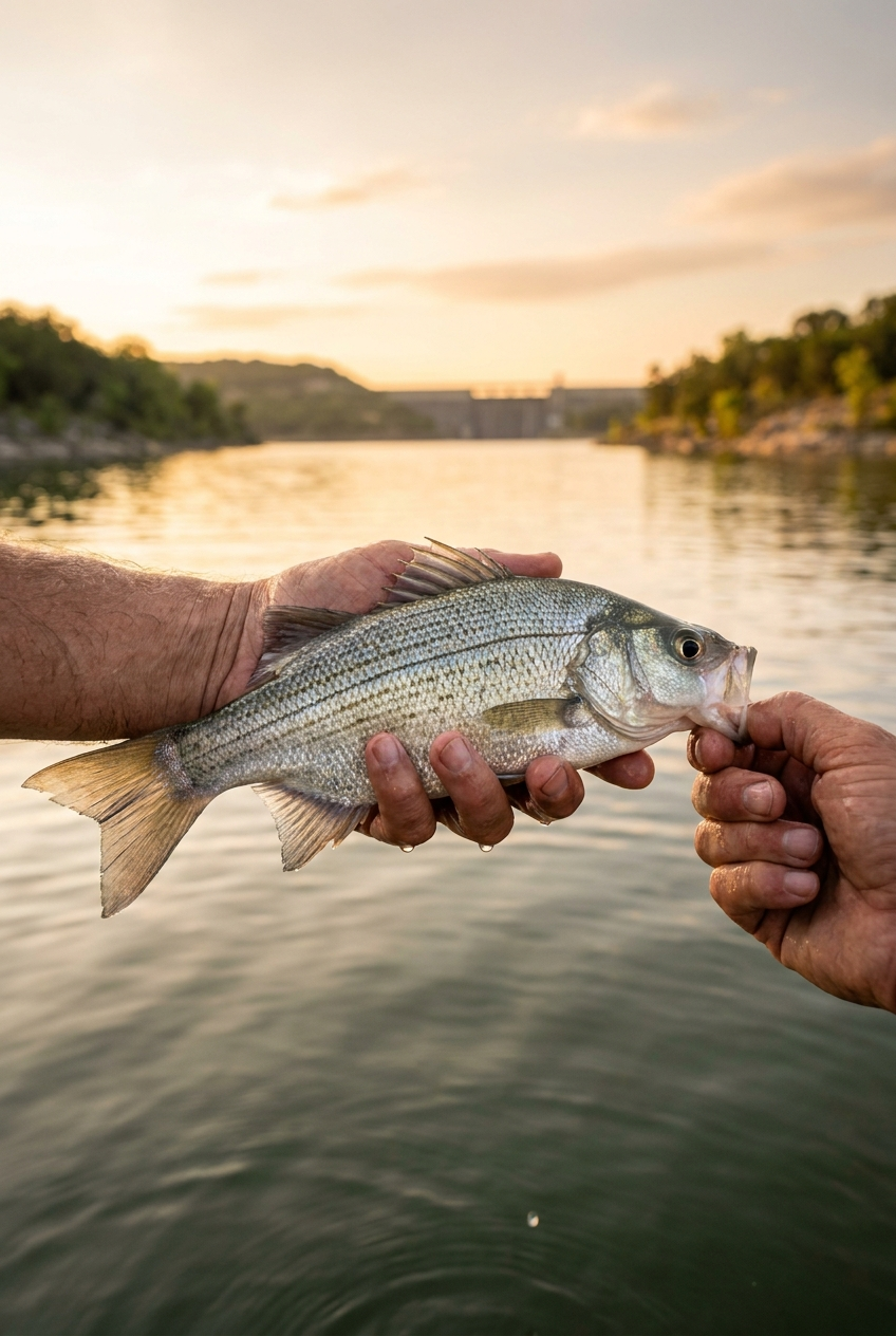 White Bass fishing on Stillhouse Hollow Lake, Texas