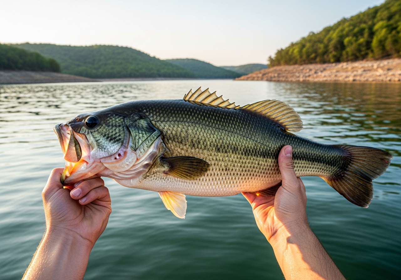 Largemouth Bass fishing on Table Rock Lake, Missouri