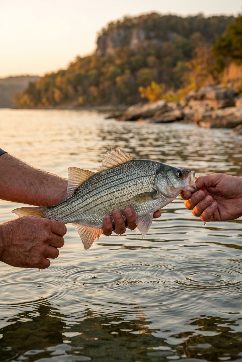 White Bass fishing on Table Rock Lake, Missouri