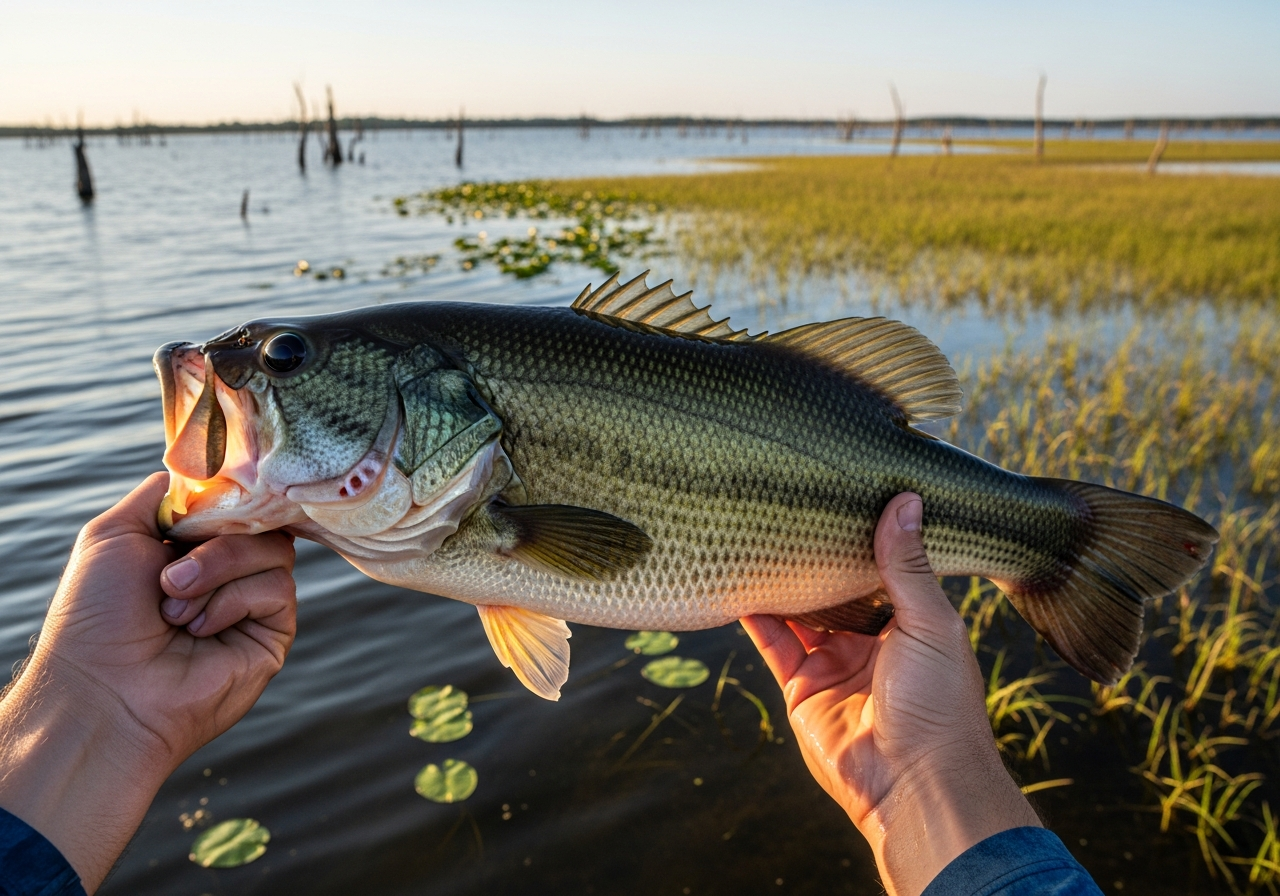 Largemouth Bass fishing on Toledo Bend, Texas