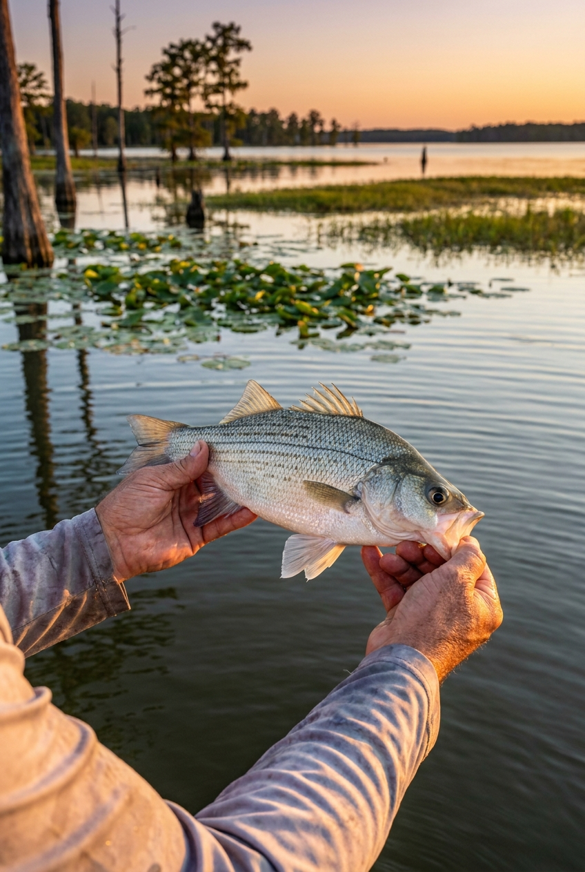 White Bass fishing on Toledo Bend, Texas