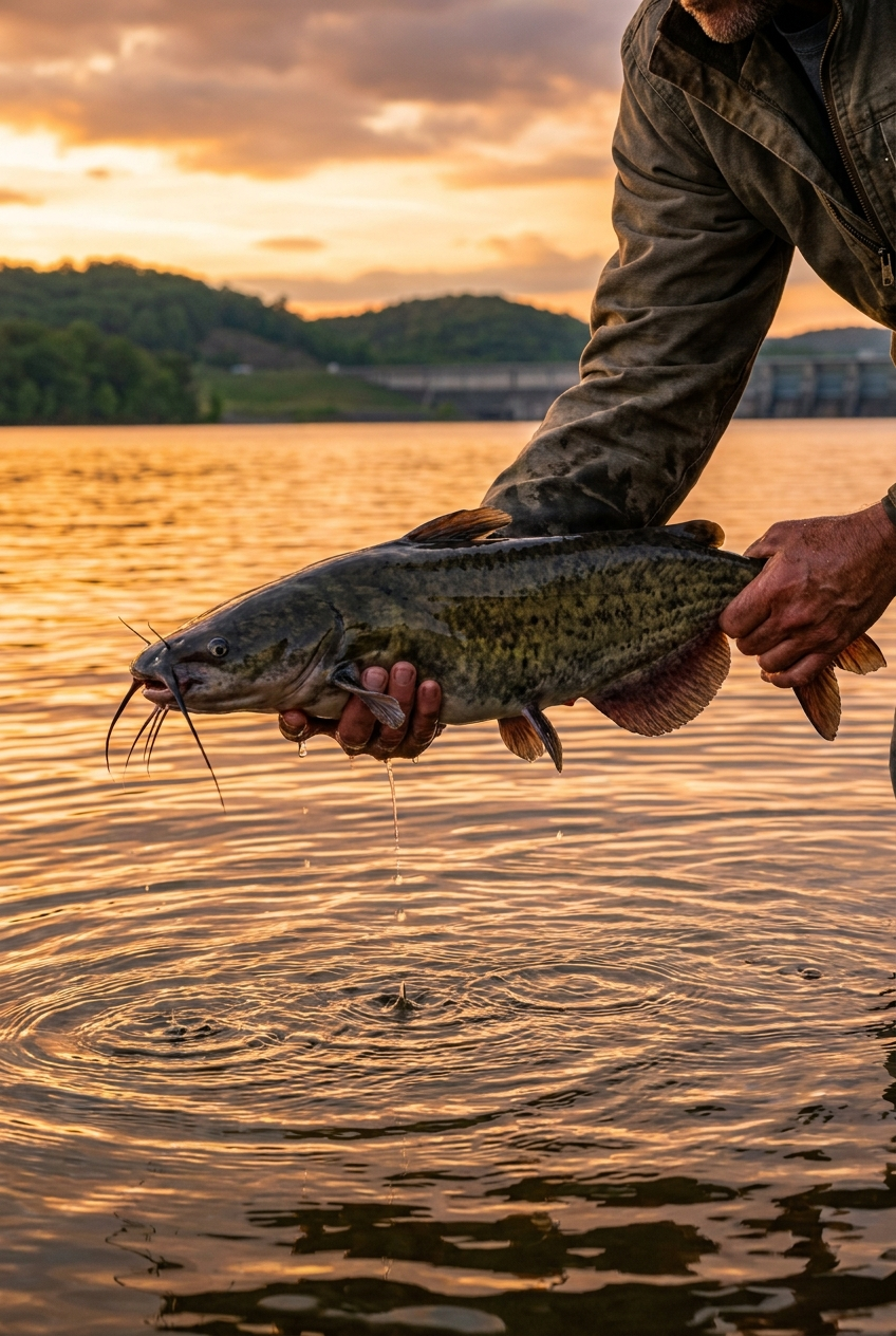 Catfish fishing on Watts Bar Lake, Tennessee