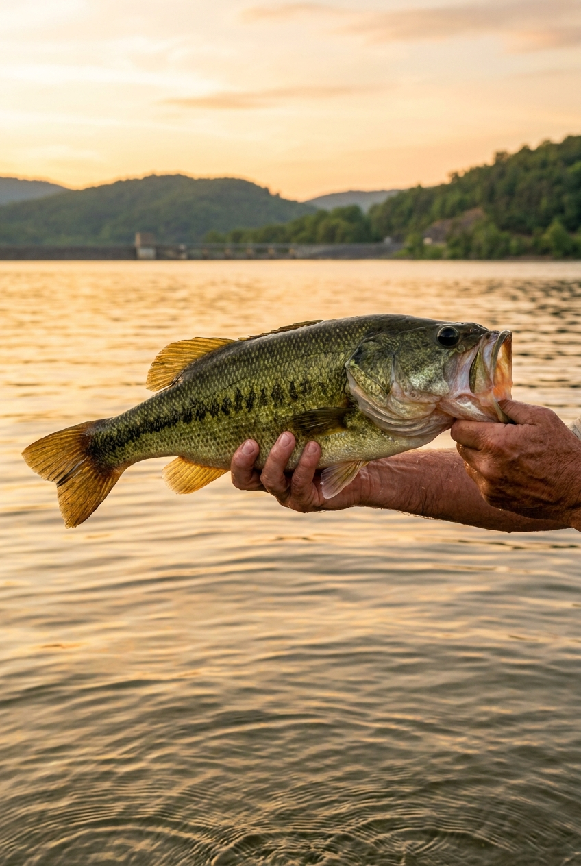 Largemouth Bass fishing on Watts Bar Lake, Tennessee