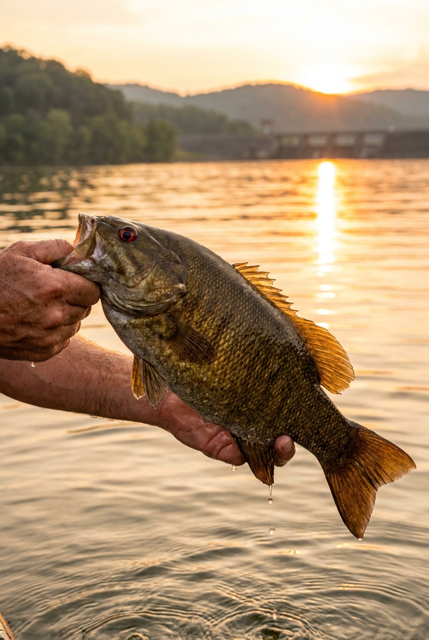 Smallmouth Bass fishing on Watts Bar Lake, Tennessee