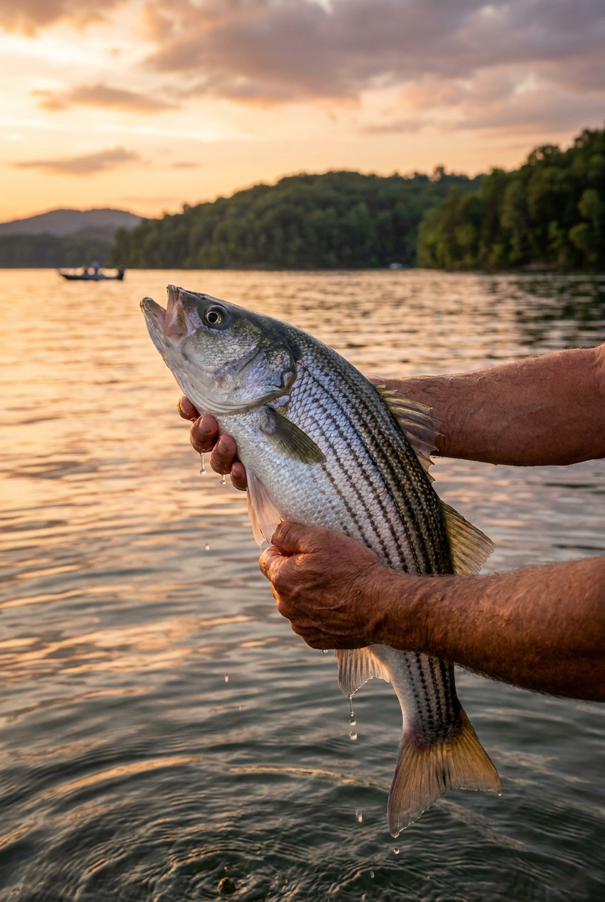 Striped Bass fishing on Watts Bar Lake, Tennessee
