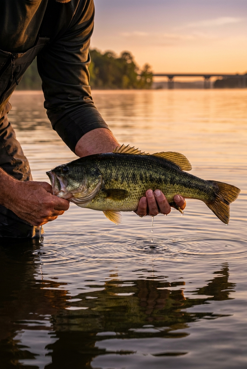 Largemouth Bass fishing on Wheeler Lake, Alabama