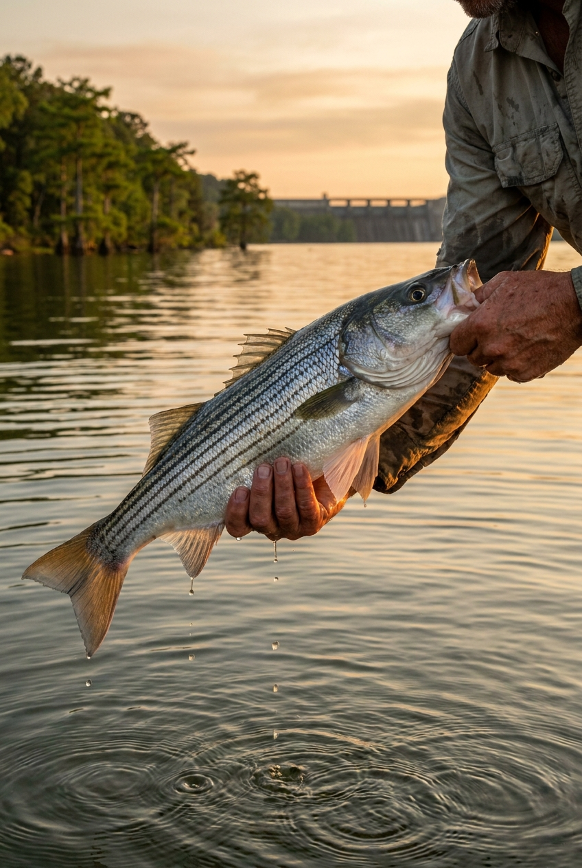 Striped Bass fishing on Wheeler Lake, Alabama